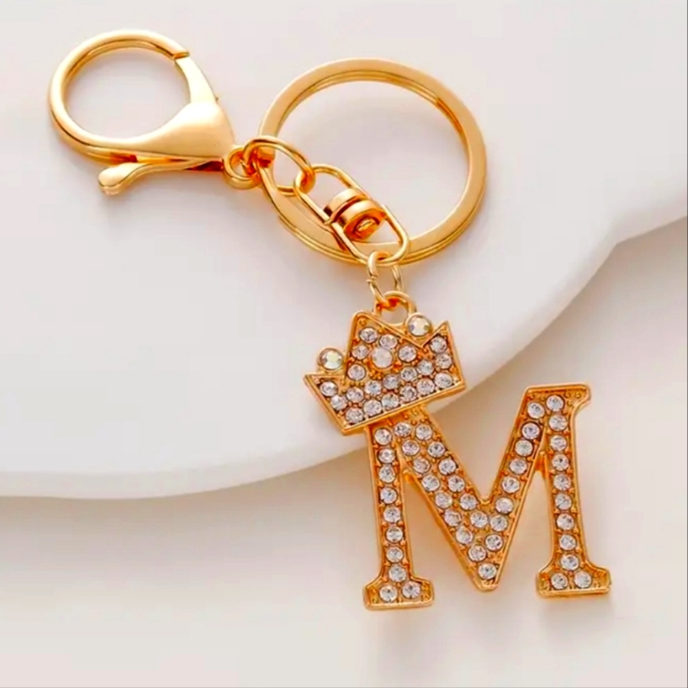 Rhinestone Initial Crown Purse Charm - Picture 3 of 4